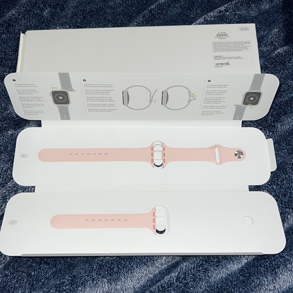 Apple watch band in pink sand sport for 40-44mm watch size s/m and M/L